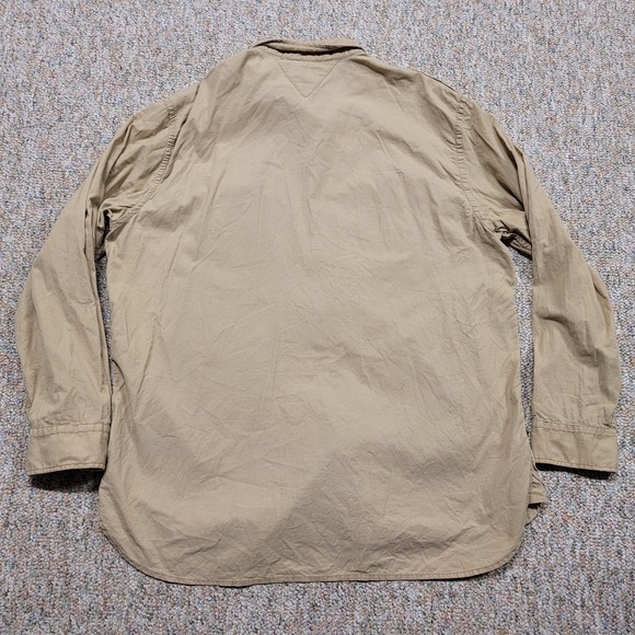 Tommy Hilfiger Shirt Mens 2XL Beige Corduroy Button Up Long Sleeve Safari Trim - Picture 14 of 15